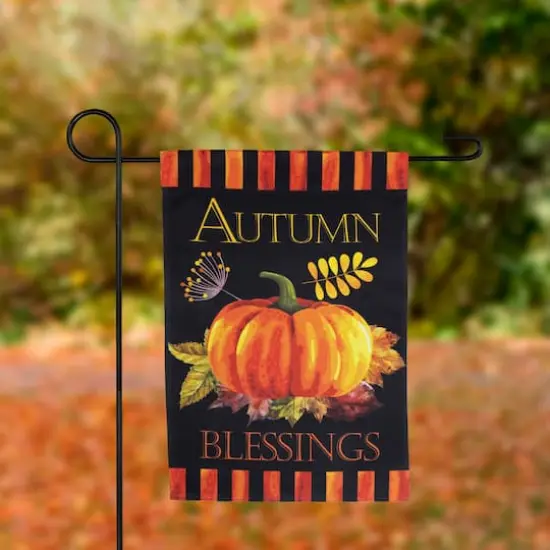 Small Autumn Blessings & Pumpkins Garden Flag {1}
