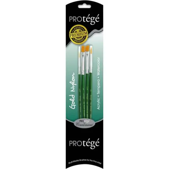 Prot&eacute;g&eacute; Gold Nylon Short Handle 4 Piece Brush Set {1}