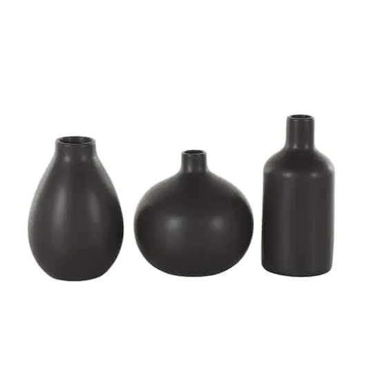 Black Minimal Ceramic Vase Set {5}