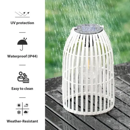 Glitzhome&reg; 9.75" Metal Woven Solar Powered Hanging Lantern, 2ct. White {6}