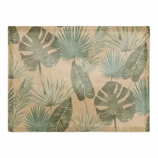 Tropical Palm Cotton Twill Placemat Beige {1}