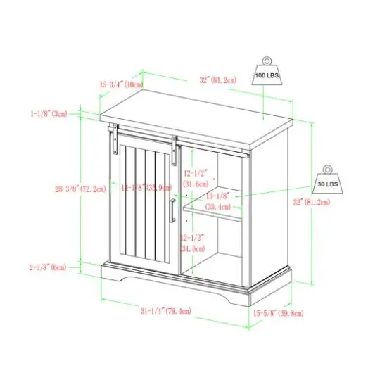 Walker Edison 32" Brushed White Sliding Grooved Door Accent Console {8}