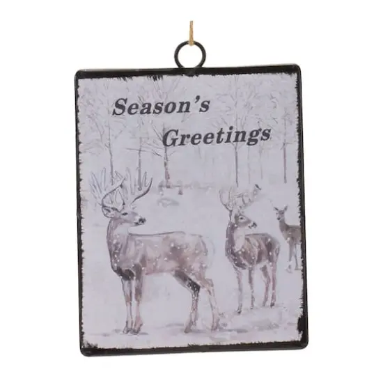 12ct. 6.25" Glass Seasons Greetings Deer Ornament Set {1}