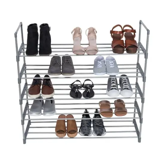 Simplify Gray 5-Tier Stackable Shoe Rack {4}