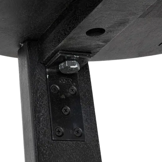 Hello Honey&reg; Elegant Acacia Trestle Round End Table Black {3}