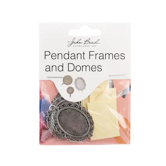 John Bead 38mm Antique Silver Oval Pendant Frames, 3ct. {3}