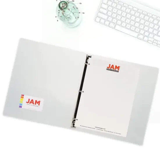 JAM Paper 0.75" Glass Twill Plastic 3-Ring Binder Clear {7}