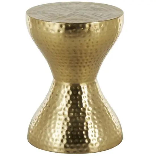 18.5" Gold Metal Hammered Accent Table with Hourglass Shape {1}