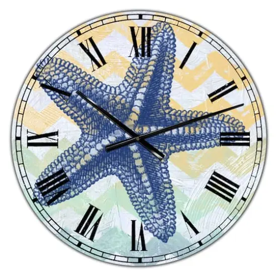Designart Chevron-Star Fish-7914 Large Nautical & Coastal Wall Clock {1}