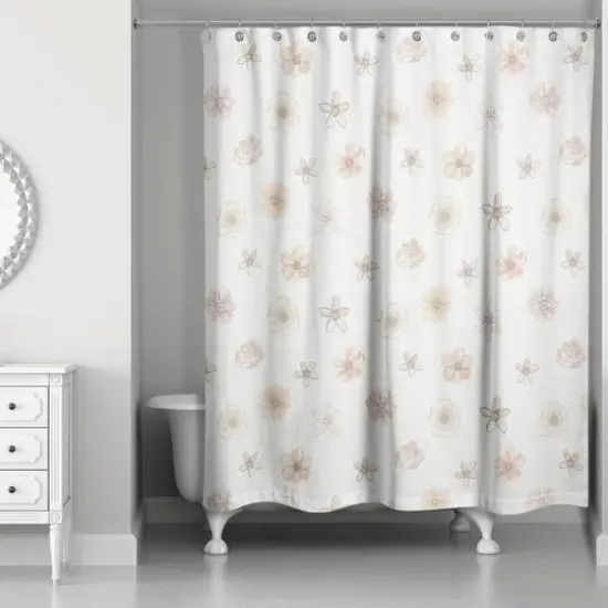 Florals Shower Curtain White {3}