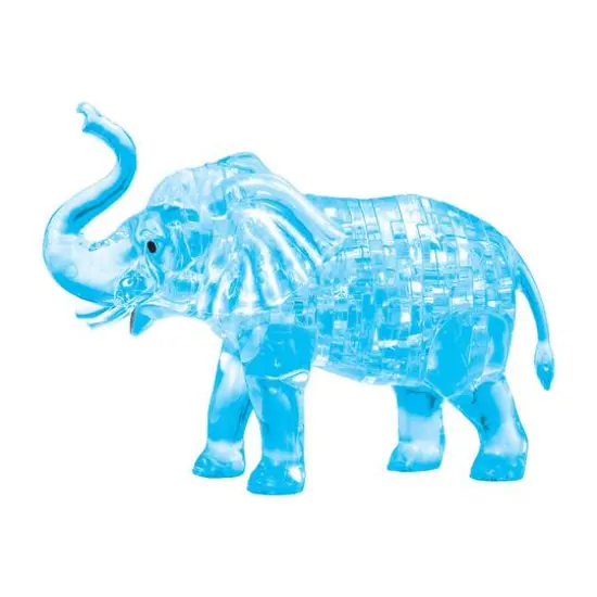 3D Crystal Puzzle - Elephant and Baby (Blue): 46 Pcs {4}