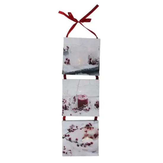 LED Lighted Winter Frost Berry And Candle Christmas Wall Art {1}