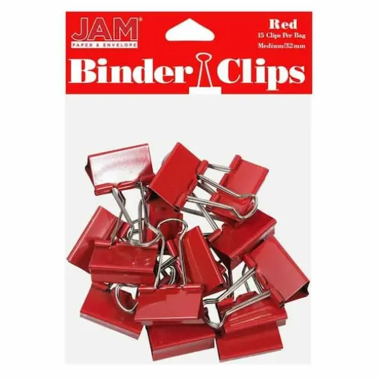 JAM Paper 1.25" Colorful Binder Clips, 30ct. Red {1}