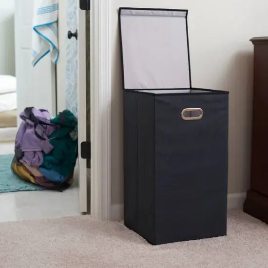 Household Essentials 26" Laundry Hamper with Lid Black {4}