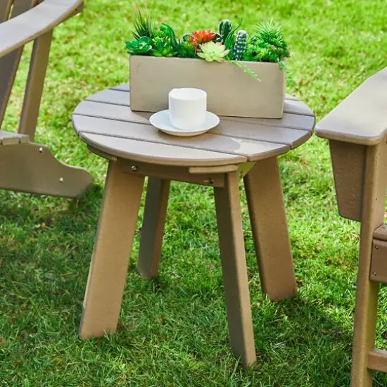 Glitzhome&reg; 20" Outdoor Patio Round Side Table Tan {4}