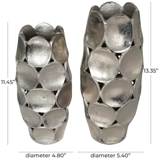 Silver Aluminum Geometric Open Framed Vase Set with Circular Plates {10}