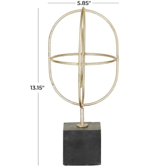 CosmoLiving by Cosmopolitan Gold Marble Contemporary Sculpture, 13" x 6" x 6" {7}