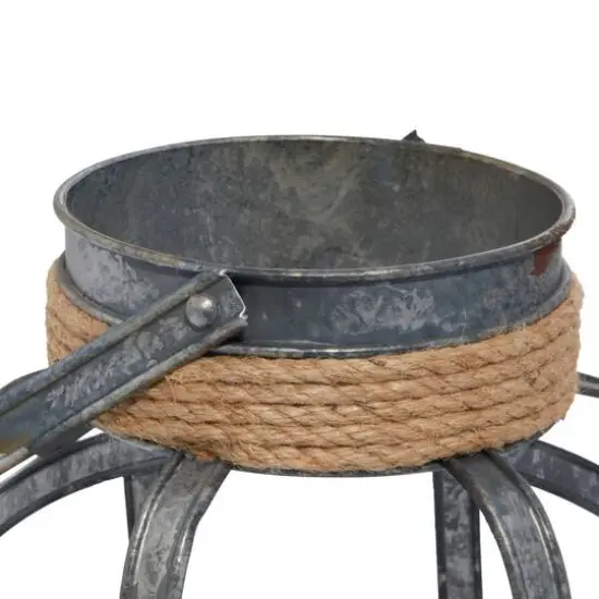 Grey Iron Industrial Candle Holder Lantern, 13" x 10" x 10" {5}