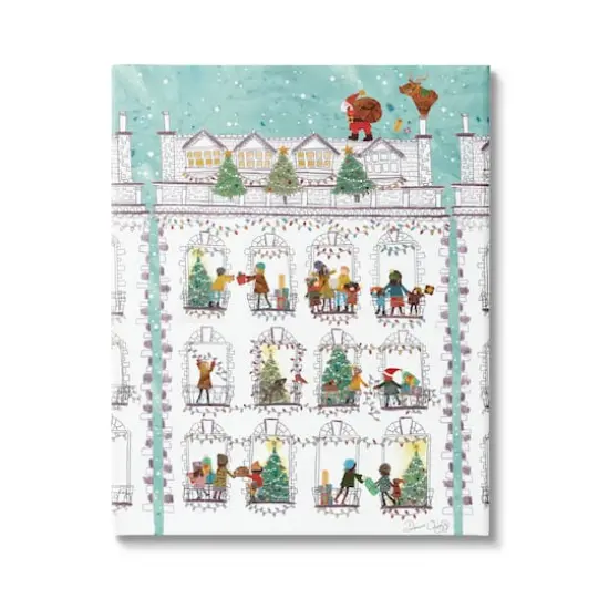 Stupell Industries Santa Claus Gifts City Rooftop Canvas Wall Art {1}