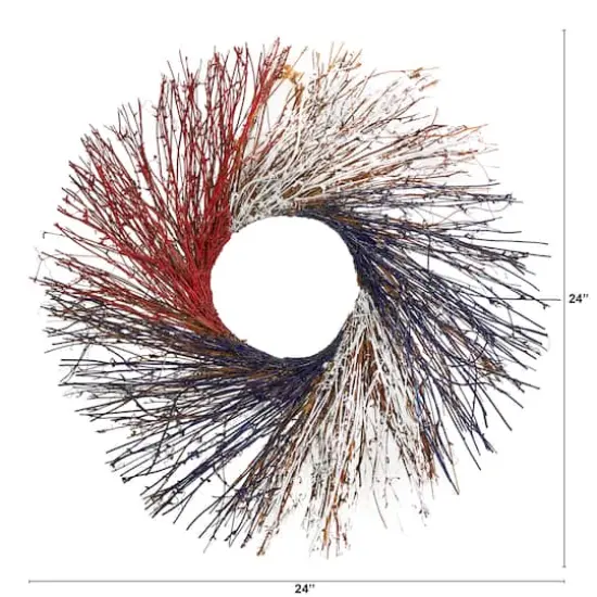 24" Red, White & Blue Americana Twig Wreath {4}