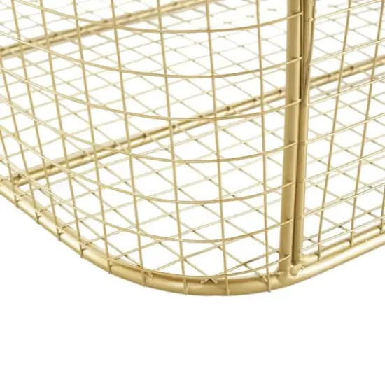 20" Gold Metal Storage Basket with Curved Sides & Ring Handles {5}
