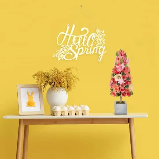 19" Pastel Colors Spring Floral Cone Tree {3}