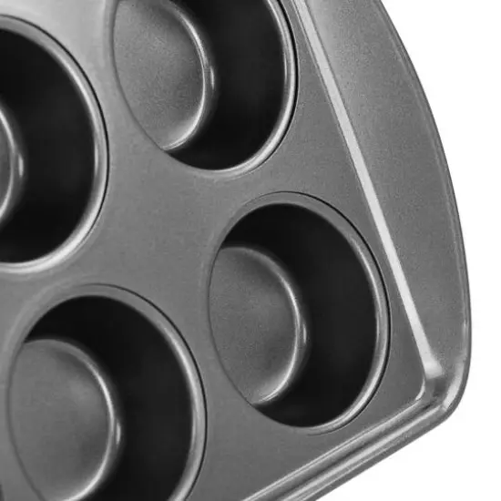 Gibson Baker's Friend Gray 6 Cup Nonstick Steel Muffin Pan {5}