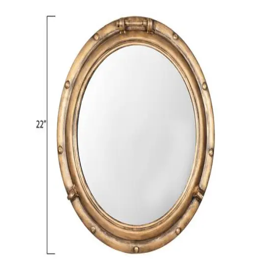 Hello Honey&reg; 22" Round Porthole Framed Wall Mirror Gold {5}