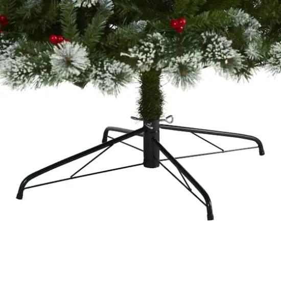 8ft. Pre-Lit Frosted Swiss Pine & Berries Artificial Christmas Tree with Clear LED Lights {5}