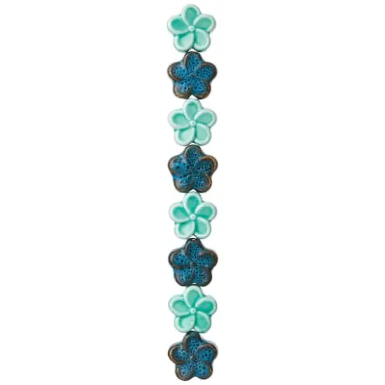 Aqua Mix Flower Ceramic Beads, 18mm by Bead Landing&trade; {4}