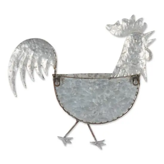 DII&reg; 14.25" Rooster Galvanized Wall Planter {4}