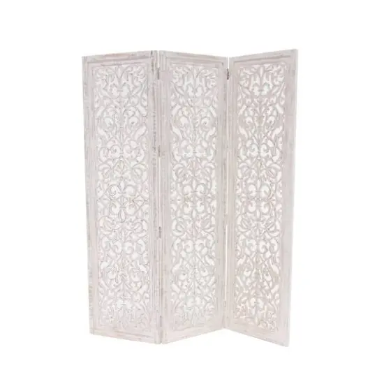 White Mango Wood Farmhouse Room Divider Screen, 69 " x 60 " x 1 " {1}