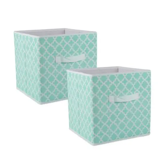 DII&reg; 11" Nonwoven Polyester Lattice Storage Cubes, 2ct. Aqua {1}