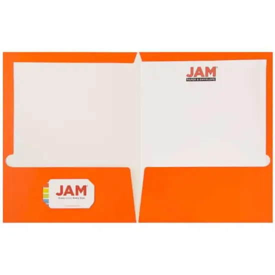 JAM Paper Glossy Laminated Two Pocket Folders, 50ct. Orange {5}