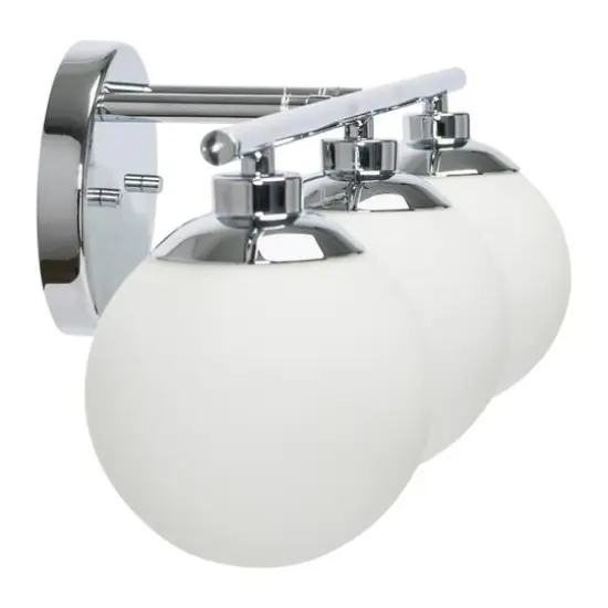 Hello Honey® Robert Stevenson Lighting Lorne Metal & Frosted Glass 3-Light Vanity Chrome {6}