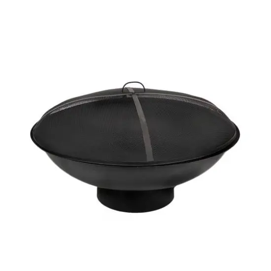 32" Black Cast Iron Fire Pit Bowl with Screen {1}