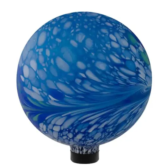 10" Blue White and Green Swirl Designed Glass Garden Gazing Ball {5}