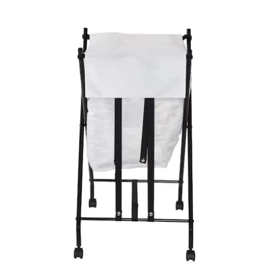 Honey Can Do Black/White Single Bounce Back Hamper with Wheels and Lid {9}