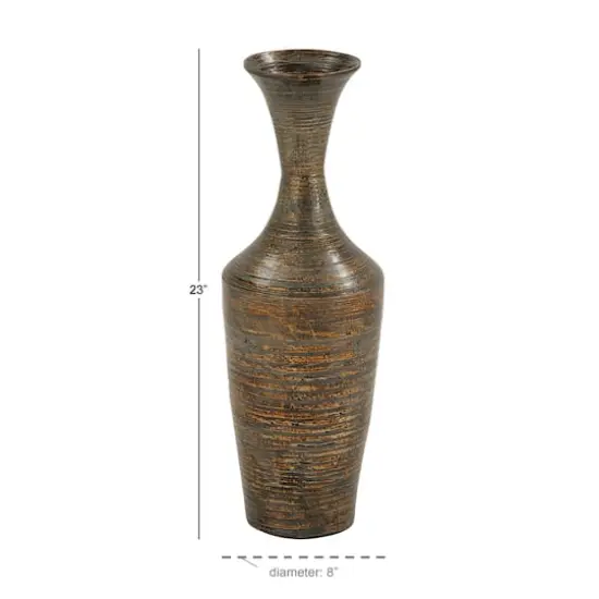 Dark Brown Bamboo Traditional Vase {5}