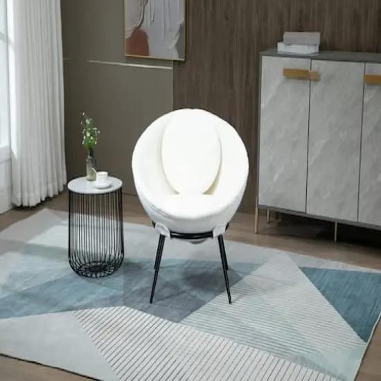 Hello Honey&reg; Vintage Upholstered Cup Accent Chair White {3}