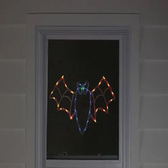 15" Lighted Bat Halloween Window Silhouette Decoration {5}