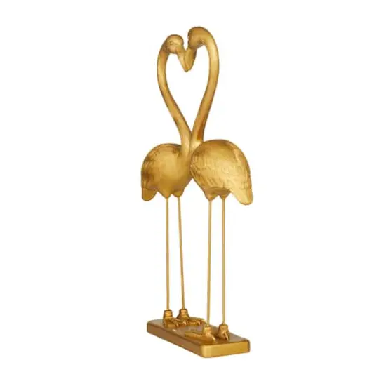 Gold Resin Eclectic Flamingo Sculpture 24" x 15" x 5" {3}