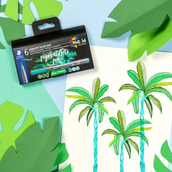 STAEDTLER&reg; Pigments Arts Brush Pen Set Greens and Turquoise {3}