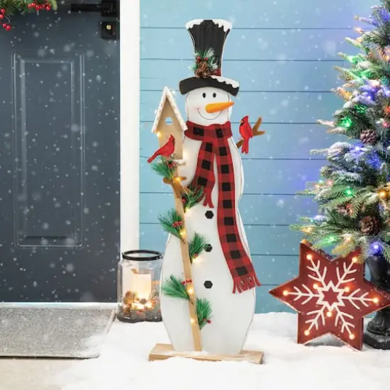 Glitzhome&reg; 36'' Lighted Wooden Snowman Porch D&eacute;cor {4}