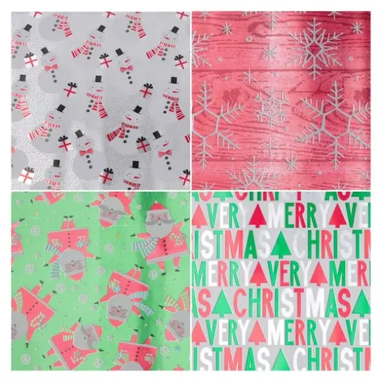 JAM Paper Red Ho Ho Ho Santa Foil Gift Wrap Set, 4ct. {5}