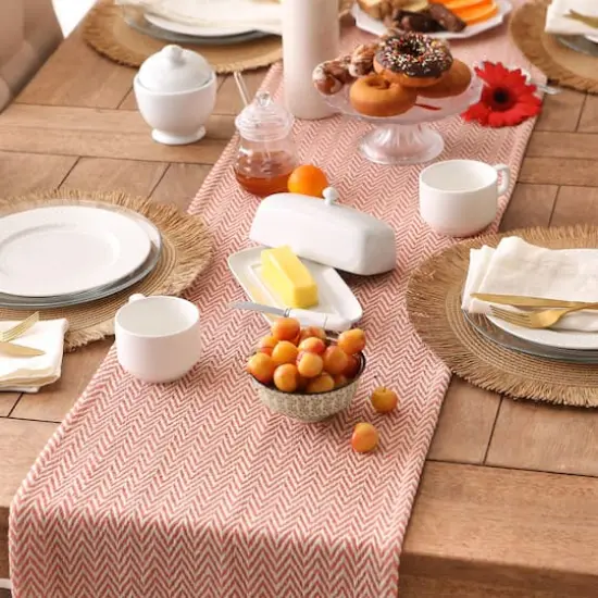 DII&reg; 108" Handloom Chevron Table Runner Spice {7}