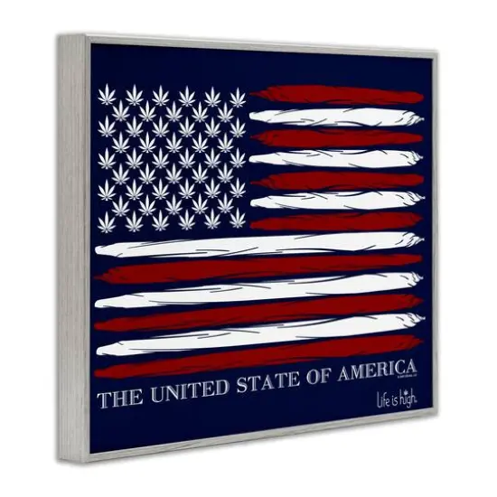 Stupell Industries Herb America Flag Framed Giclee Art Gray {4}