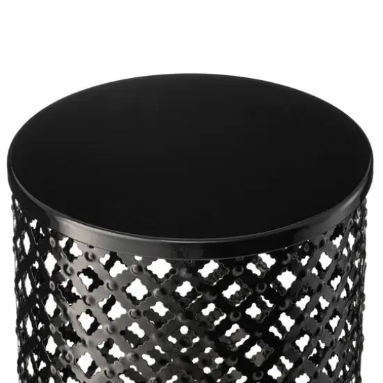 Glitzhome&reg; Multifunctional Metal Garden Stool Set Black {7}