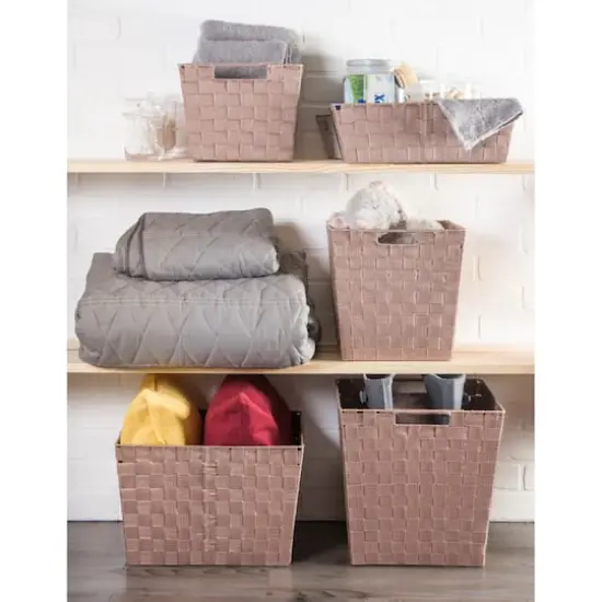 DII&reg; Nylon Basketweave Trapezoid Bin Set, 2ct. Taupe {4}