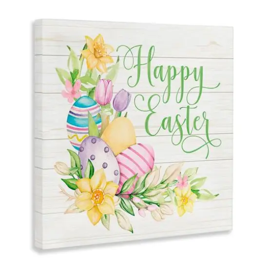 Stupell Industries Happy Easter Daffodils Canvas Wall Art {4}
